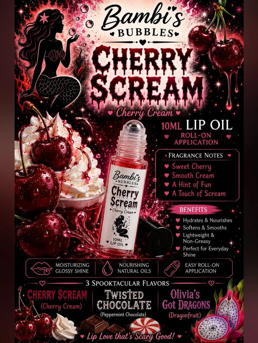 NEW Flavors! Hand Crafted Lip Oil 10ml Roll On Assorted Flavors